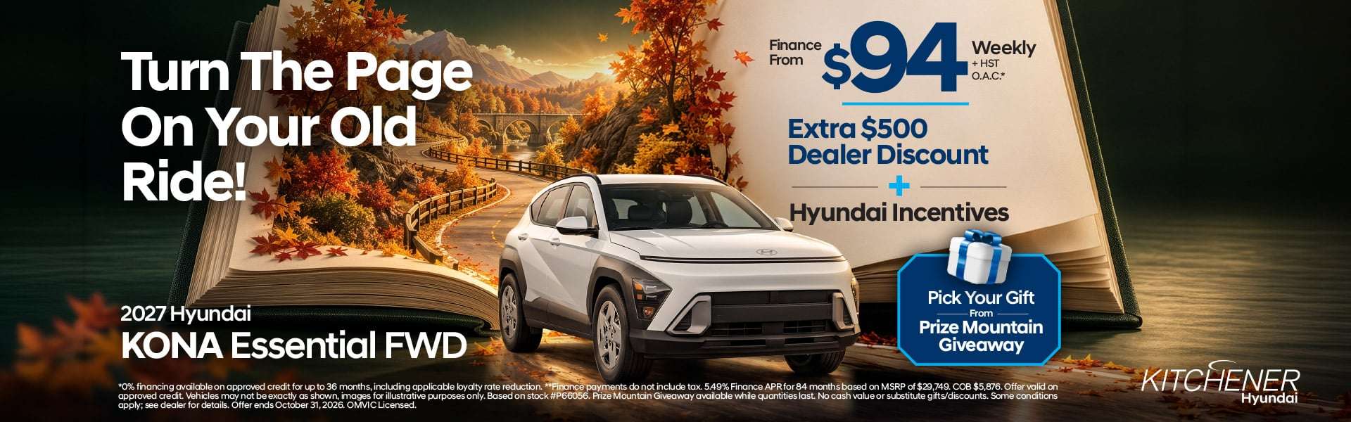 2026 Hyundai Kona Essential FWDFinance From $94 Weekly + HST** | Extra $500 Dealer Discount + Hyundai Incentives